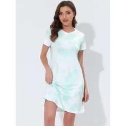 Cheibear Womens Sleepwear Pajama Dress With Pockets Nightshirt Lounge Nightgown