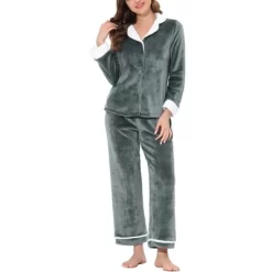 Cheibear Women's Sleepwear Flannel Button Down Lounge Warm Winter Long Sleeves Pajama Set -Cozy Nights Sales Store GUEST 44fe73c2 3a62 41b8 9729 910880fb9c42