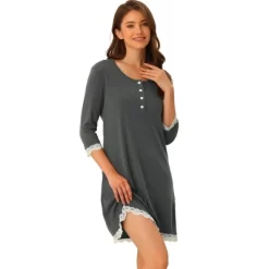 Cheibear Women's 3/4 Sleeve Maternity Lace Trim Lounge Nightgowns -Cozy Nights Sales Store GUEST 45c26fd3 2886 4257 ae34 a487b82ffdb0