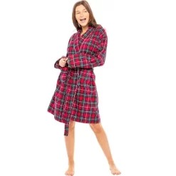 Cozy Nights Sales Store 13 Women's Soft Cotton Flannel Robe, Plaid Bathrobe