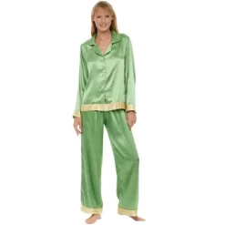 Women's Classic Satin Pajamas Lounge Set, Long Sleeve Top And Pants With Pockets, Silk Like PJs -Cozy Nights Sales Store GUEST 480e1bf2 916e 4f80 9e15 9150ce5d5610