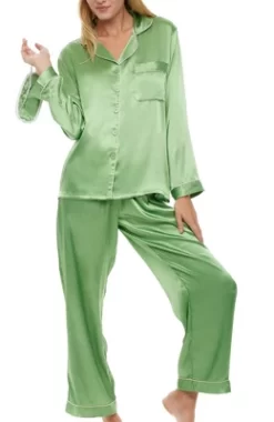 Women's Classic Satin Pajamas Lounge Set, Long Sleeve Top And Pants With Pockets, Silk Like PJs With Matching Sleep Mask -Cozy Nights Sales Store GUEST 486f2909 5b64 41c1 8f07 1224769bd29e
