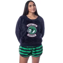 Riverdale Womens' Southside Serpents Sweater And Shorts Sleep Pajama Set Black -Cozy Nights Sales Store GUEST 48aaa74e 2727 4d4f b7da f54bccc18333