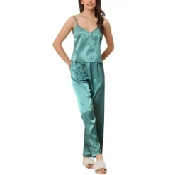 Cheibear Women's Pajama Party Satin Silky Summer Camisole Cami Pants Sets -Cozy Nights Sales Store GUEST 4a5c3676 e898 4d5a b3e9 70c28f228443