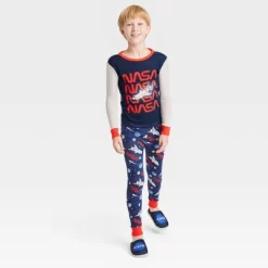 Boys' NASA 2pc Snug Fit Pajama Set With Slippers - Red/Navy Blue/Gray -Cozy Nights Sales Store GUEST 4b696607 14b3 4944 bc15 c6098502c29f