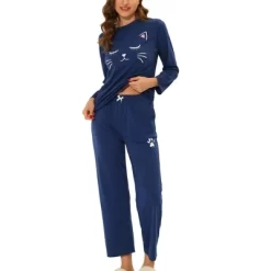Cheibear Womens Pajama Set Nightwear Lounge Cute Cat Long Sleeve Tops With Pants Sleepwear -Cozy Nights Sales Store GUEST 4c3c6f96 cc3c 4072 bf4e 2b68585dd586