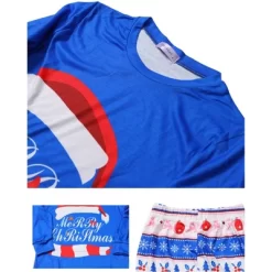 Cheibear Christmas Cute Letters Print Long Sleeve Tee With Pants Loungewear Family Pajama Sets Blue -Cozy Nights Sales Store GUEST 4df19b36 c6f2 4210 9710 824fb8ca30b2