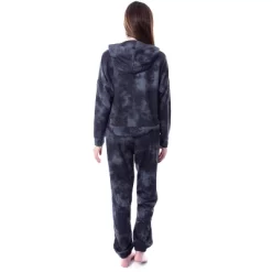 Def Leppard Womens' Hysteria Album Cover Lounge Cropped Hooded Jogger Set Black