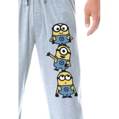 Despicable Me Mens' Minions Chibi Character Soft Sleep Pajama Pants Grey