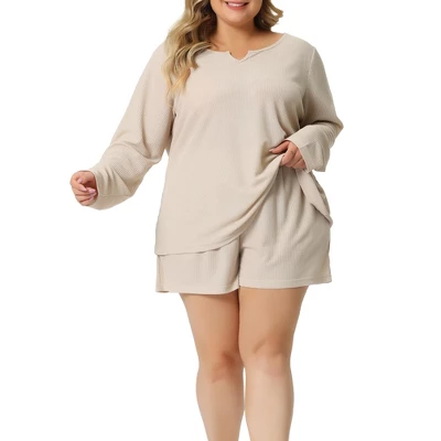 Agnes Orinda Women's Plus Size Waffle Long Sleeve Comfortable 2 Pieces Pajama Sets 5 Agnes Orinda Women's Plus Size Waffle Long Sleeve Comfortable 2 Pieces Pajama Sets - Image 5
