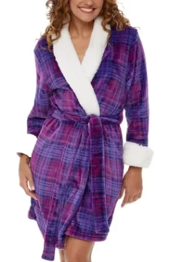 Women's Classic Plush Robe, Short Fleece Bathrobe Prints -Cozy Nights Sales Store GUEST 507e9cee 614a 4cb5 b715 9cac81defdcb