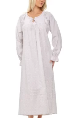 Women's Cotton Victorian Poet's Nightgown With Pockets, Juliet Long Sleeve Lace Trim Front Tie Long Vintage Night Dress Gown -Cozy Nights Sales Store GUEST 50d03f4a e969 43f9 b91d 0677a2653668