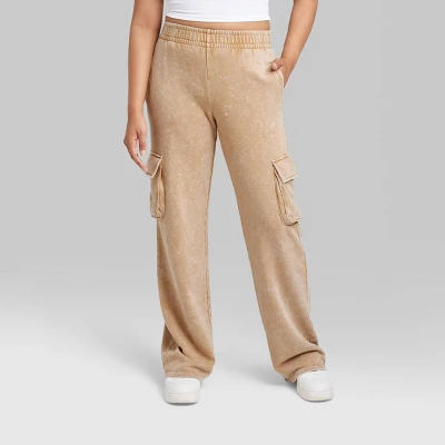 Women's High-Rise Wide Leg Fleece Cargo Pants - Wild Fable™ 1 Women's High-Rise Wide Leg Fleece Cargo Pants - Wild Fable™