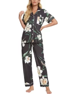 Cheibear Womens 2pcs Floral Button Down Pajama Set Nightwear Sleepwear -Cozy Nights Sales Store GUEST 530b01e1 b25c 4054 a2d8 0c41e1ab87b4