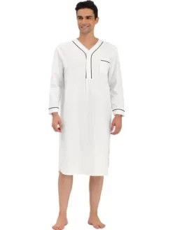 Lars Amadeus Men's Nightshirt Cotton Sleep Shirt Long Sleeves Henley Nightgown Sleepwear 16 Lars Amadeus Men's Nightshirt Cotton Sleep Shirt Long Sleeves Henley Nightgown Sleepwear -Cozy Nights Sales Store GUEST 54346bf4 ed36 495e ae2f c96e5c812e30