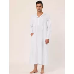 Lars Amadeus Men's Nightshirt Long Sleep Shirt Hooded Loungewear Nightgown Pajamas