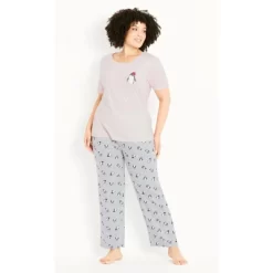 Women's Plus Size Penguin Sleep Set - Pink | EVANS