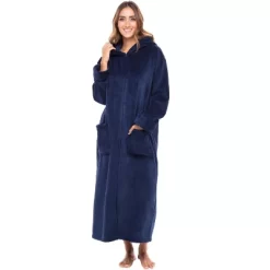 Women's Zip Up Fleece Robe With Hood, Soft Warm Plush Oversized Zipper Hooded Bathrobe -Cozy Nights Sales Store GUEST 562513c7 e3bc 4d24 8bf4 bdbb56f79720