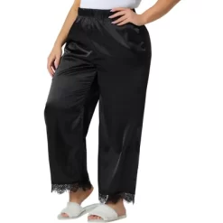 Agnes Orinda Women's Plus Size Satin Lace Trim Elastic Soft Wide Leg Pockets Pajama Pants -Cozy Nights Sales Store GUEST 5664ec02 4730 451d 803c cbe18a138edc