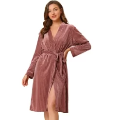 Allegra K Women's Velvet Bathrobe Soft Lounge Pajamas Sleepwear Tie Waist Flannel Robe -Cozy Nights Sales Store GUEST 56b5a994 336c 4714 bfe5 379637d57efb