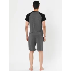 Lars Amadeus Mens Summer Solid Raglan Short Sleeve Shirt And Shorts Lounge Pajama Set -Cozy Nights Sales Store GUEST 57586258 7260 478c 88d5 a469885d623a