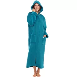 Women's Zip Up Fleece Robe With Hood, Soft Warm Plush Oversized Zipper Hooded Bathrobe -Cozy Nights Sales Store GUEST 57872767 cd4c 4a51 a0c4 5daaff06bbea