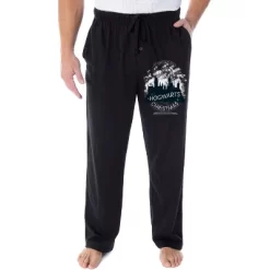 Harry Potter Men's I'D Rather Stay At Hogwarts This Christmas Pajama Pants Black -Cozy Nights Sales Store GUEST 58103c67 2800 4b61 897c bd10b741d99b