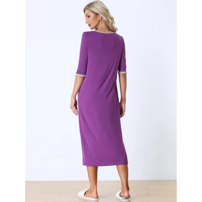 Cheibear Womens Sleepwear Lounge Long Dress With Pockets Soft Nightshirt Pajama Nightgown 2 Cheibear Womens Sleepwear Lounge Long Dress With Pockets Soft Nightshirt Pajama Nightgown - Image 2