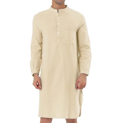 Lars Amadeus Men's Nightshirt Sleep Shirt Banded Collar Henley Shirt Pajamas Nightgown 8 Lars Amadeus Men's Nightshirt Sleep Shirt Banded Collar Henley Shirt Pajamas Nightgown - Image 8