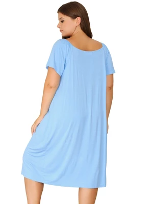 Agnes Orinda Women's Plus Size Knit Sweetheart Neck Short Sleeve Nightgowns 3 Agnes Orinda Women's Plus Size Knit Sweetheart Neck Short Sleeve Nightgowns - Image 3