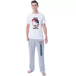 DC Mens' Superman Silhouette Truth Justice Sleep Pajama Set Shirt Pant Multicolored