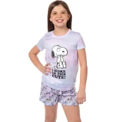 Peanuts Girls' I Woke Up This Cute Snoopy Tie-Dye Sleep Pajama Set Shorts Multicolored -Cozy Nights Sales Store GUEST 5950e5d0 71e4 4b09 a906 9e9613f3cdac