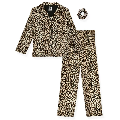 Sleep On It Girls 2-Piece Velour Coat Pajama Set - Cheetah 6 Sleep On It Girls 2-Piece Velour Coat Pajama Set - Cheetah - Image 6