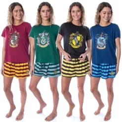 Harry Potter Women's Hogwarts Castle Shirt And Shorts Pajama Set - All 4 Houses -Cozy Nights Sales Store GUEST 59a6b6bf d5fe 447b bc4e 5bea1abdbcbd
