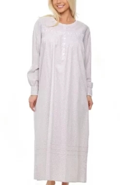 Women's Cotton Victorian Nightgown With Pockets, Emily Long Sleeve Lace Trimmed Button Up Long Vintage Night Dress Gown -Cozy Nights Sales Store GUEST 59fda5de 15b9 4409 8d6d 5bb5b525a0fc