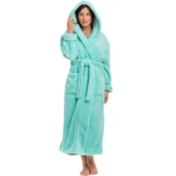 Women's Fuzzy Plush Fleece Bathrobe With Hood, Soft Warm Hooded Lounge Robe -Cozy Nights Sales Store GUEST 5a9cec3f 8f9f 4d70 b069 f2200dc5d2ad