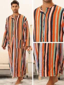 Lars Amadeus Men's Long Sleeves Button Striped Nightgown With Pockets -Cozy Nights Sales Store GUEST 5afca23d 163a 4ff1 a9b0 23de78251bf8