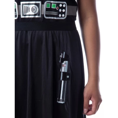 Star Wars Womens' Darth Vader Costume Fitted Nightgown Sleep Pajama Dress Black 4 Star Wars Womens' Darth Vader Costume Fitted Nightgown Sleep Pajama Dress Black - Image 4