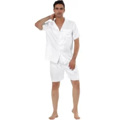 Lars Amadeus Men's Satin Pajama Set Summer Short Sleeve Night Wear Sleepwears Sleep Lounge Sets -Cozy Nights Sales Store GUEST 5c979ca0 3be8 4942 85bf f083a5acd0c1