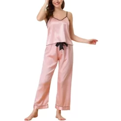 Cheibear Women's Pajama Party Satin Silky Summer Camisole Cami Pants Sets -Cozy Nights Sales Store GUEST 5cc07732 01d9 4224 bf21 dfa67436be86