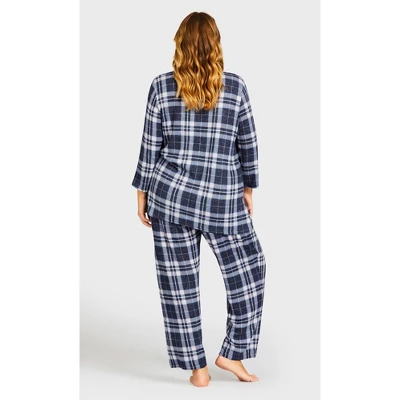 Women's Plus Size Check Hacci Sleep Pant - Navy | AVENUE 1 Women's Plus Size Check Hacci Sleep Pant - Navy | AVENUE