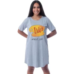Gilmore Girls Womens' Luke's Diner Logo Nightgown Sleep Pajama Shirt Grey -Cozy Nights Sales Store GUEST 5d091efd ae6f 4f2d 82bc bc88012227d9