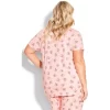 Women's Plus Size Hedgehog Button Sleep Top - Pink | AVENUE