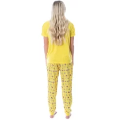 Nickelodeon SpongeBob SquarePants Womens' Faces 2 Piece Jogger Pajama Set Yellow