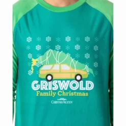 National Lampoon's Christmas Vacation Mens' Griswold Family Sleep Pajama Set Green