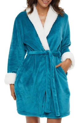 Women's Classic Plush Robe, Short Fleece Bathrobe Solids 8 Women's Classic Plush Robe, Short Fleece Bathrobe Solids - Image 8