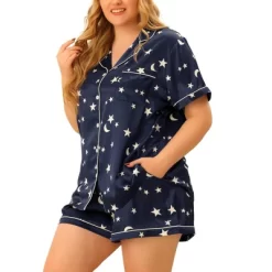 Agnes Orinda Women's Plus Size Patch Pocket Comfort Piping Stars Short Sleeve Pajamas Set 9 Agnes Orinda Women's Plus Size Patch Pocket Comfort Piping Stars Short Sleeve Pajamas Set -Cozy Nights Sales Store GUEST 62b6f128 beb5 4c6d 9baa 0320fc75a8fa