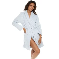 Women's Warm Soft Plush Fleece Bathrobe, Knee Length Robe, Seashell Scalloped -Cozy Nights Sales Store GUEST 6374f2ee 9732 4fde aa6f 48835e59a0b5