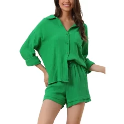 Cheibear Women's Button Down Long Sleeve Sleepwear Shirt With Shorts Casual Lounge Sets 16 Cheibear Women's Button Down Long Sleeve Sleepwear Shirt With Shorts Casual Lounge Sets -Cozy Nights Sales Store GUEST 64c4ffb2 9fe7 4c82 8860 809247e99db4