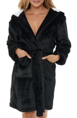 Women's Classic Plush Hooded Robe, Short Fleece Bathrobe With Hood -Cozy Nights Sales Store GUEST 650bc43f 4e65 4da4 94d0 c35ab34f10ca